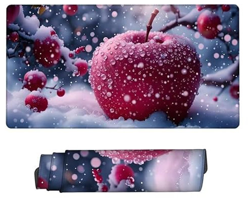 Tappetino Per Mouse Esteso 900x400x3mm Tappetino Mouse XXL scena neve,Mousepad mela Tappetino Gaming,Antiscivolo,Impermeabile Tappeto Scrivania,Morbido,Confortevole E Resistente,Ufficio Regalo XJ-200