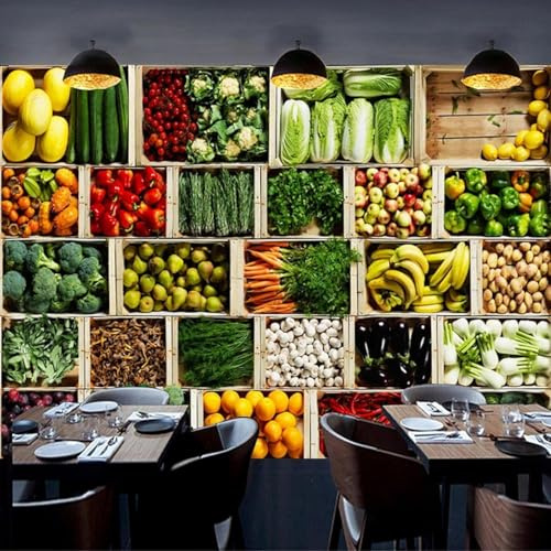 Fotomurales Decorativos Pared Fruta 250x175 cm Papel Pintado Tejido No Tejido Verdura Fotomural 3D Mural Paredes Papel Tapiz Decoración Salón o Dormitorio a.3179