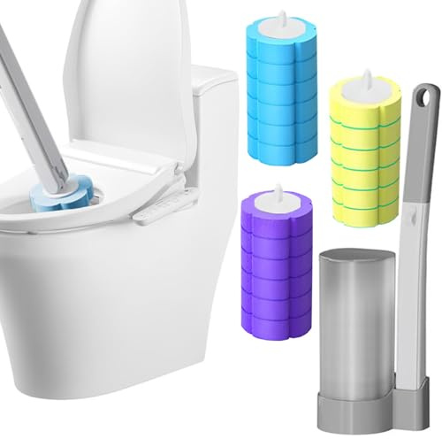 2025 Disposable Toilet Brush & Wand Kit - Hygienic Cleaning System for Toilet, Sink, Bathtub, Wash Basin, With Replaceable Brush Heads - Eco-Friendly & Easy to Use (3 Scents+Gray brush)