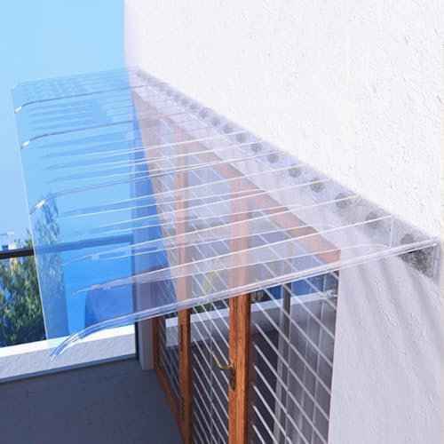 Clear Door Canopy Awning for Outdoor Window Rain Shelter Soundproofing Roofing Canopy with UV Protection and Snow Protection 50x220cm/20 x87 Facade Easy Installation Kit Included