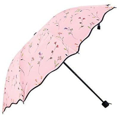 Sombrilla plegable para mujer, diseño floral, portátil, protección UV, resistente al viento, fuerte, compacto, para verano, UPF 50+, ligero, para viajes, jardín, lluvia