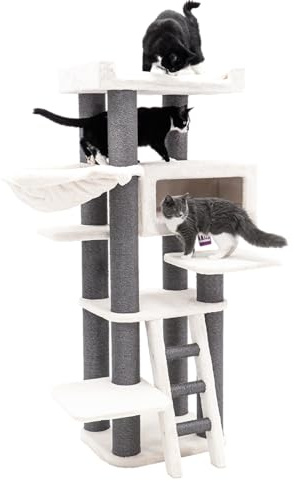 Petrebels Maine Coon Kratzbaum, Estate 170 cm, XXL Kratzbaum für große Katzen, Farbe Off-White