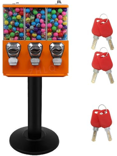 Distributeur de bonbons en métal à 3 compartiments avec support pour boules de gommes et jouets, idéal pour une utilisation professionnelle et domestique
