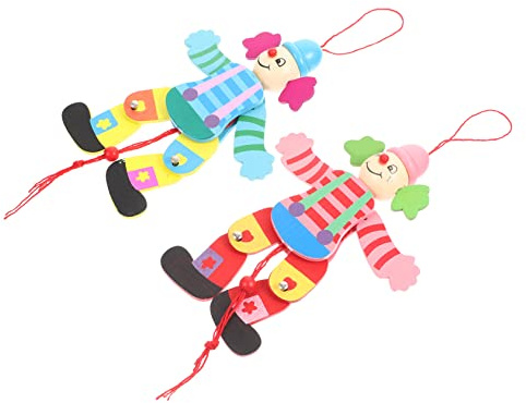 BESPORTBLE 2stücke Marionetten Clown Puppe Aus Holz String Puppenspielzeug Für Junge Mädchen Lustige Marionette Zum Aufhängen Puppenspielzubehör Für Interaktives Spiel
