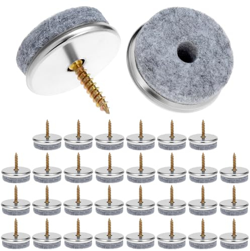 QWORK® 32er Pack Möbel-Filz-Pads 28 mm Durchmesser – Schutz und Stabilität für Möbel mit verdeckter Schraubmontage