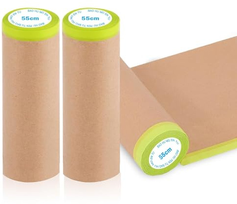 Chingcoo Lot de 3 rouleaux de papier de masquage pour peintre, avec bande autocollante, 55 cm x 15 cm, ruban de masquage autocollant pour peinture ou pour fenêtre