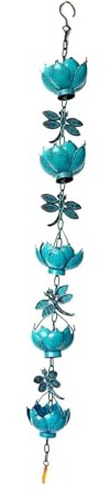 Catena per la Pioggia Lotus per grondaie, Raccoglitore di Acqua piovana, deviatore Portatile per l'acqua piovana, Bicchieri per Gazebo, Cortile, 1.25 Milioni