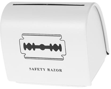 TOVINANNA Caja Metálica para Almacenamiento y Desecho de Cuchillas de Afeitar Contenedor Portátil para Peluquerías y Uso Personal Diseño Blanco Capacidad Amplia y Multifuncional para