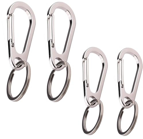 WeqeYent 4 set tunga rostfria stålfjädernyckelkedjeklämmor, 45mm/55mm snabbkopplings karbinhakar, nyckelringskrok för nycklar, ryggsäck, camping, utomhus