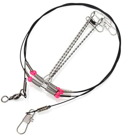 Gettimore Línea de pesca de acero inoxidable, 0,6 mm de diámetro, 93 cm de longitud, con cierre y giro, 5 piezas para pesca en agua dulce y salada