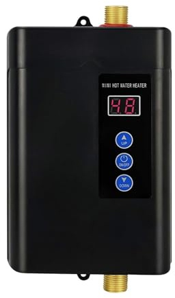 Instant Water Heater, Household Mini Electric WaterHeater Tankless Instant Water Heater Heating Machine Water Heater(Black-Plug in)