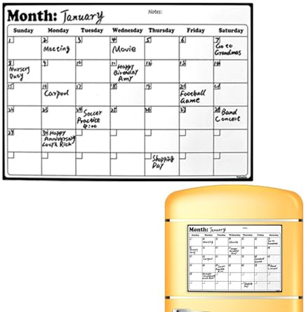 Magnetkalender För Kylskåp Whiteboard För Torrradering Och Planering | 43 X 30 Cm Magnetisk Planerare För Familj Möten Inköpslistor Scan