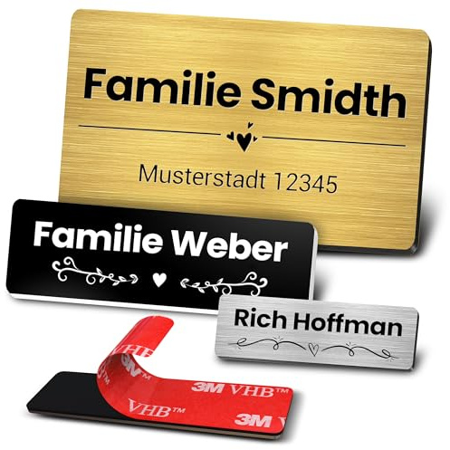 Personalisierte Namensplatte Acryl Türschild Briefkasten Namensschild Türklingel Schild Individuelle Namensplakette Selbstklebend Outdoor Hausschild Graviertes Acryl