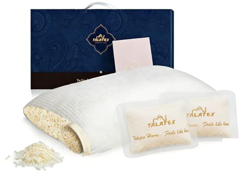 Talatex Adjustable Shredded Latex Pillow | Customisable Loft for Side, Back & Stomach Sleepers | Orthopaedic Neck Support & Spinal Alignment | Breathable Tencel Cover, Machine Washable