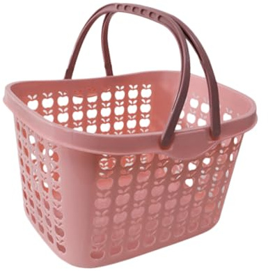 JOINPAYA Cestino Portafrutta in Plastica Rosa Medio Manico Ergonomico, Cestino Portaoggetti per Casa e Cucina, Contenitore per Conservazione Alimenti e Picnic, Organizer Versatile