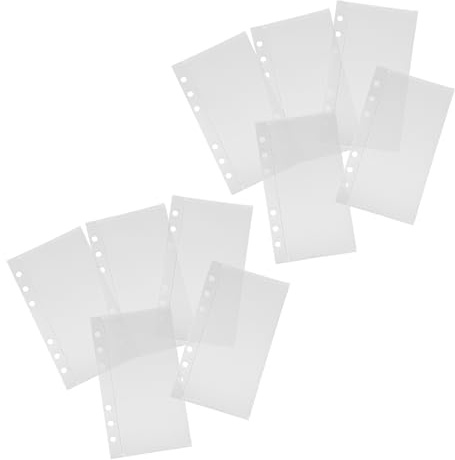 Gatuida Pochettes pour Classeur A6 Transparentes en Pp 10 Pièces, Intercalaires Perforés Réutilisables, Inserts en Plastique pour Organisation Bureau et Budget, Pochette Portefeuille