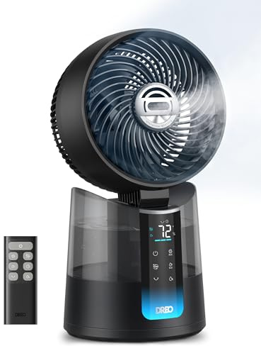 DREO TurboCool 516 - Ventilador de niebla oscilante omnidireccional para ordenador, 150° + 30°, enfriador de aire evaporativo, 7,9 m/s, neblina ultrafina, 20 dB