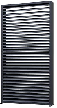 PURPLE LEAF Pergola Bioclimatica Accessorio PB-AS01, Pannello frangivista con lame in alluminio (1/4 lato 4,24 m), Lame fisse per protezione solare e privacy, Grigio, Pergola non inclusa