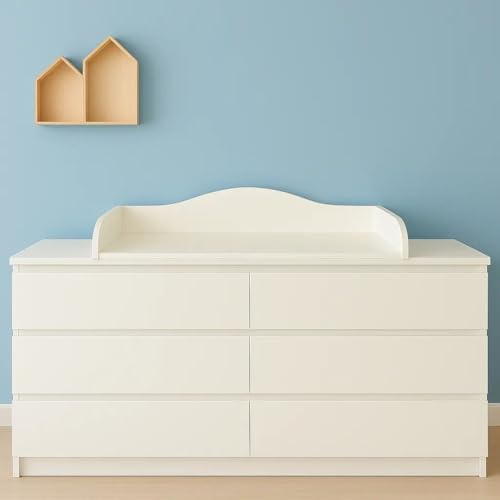 KraftKids Wickelaufsatz passend für MALM 160 cm Kommode – 18 mm Holz – Wickelfläche 78x78 cm – Weiß