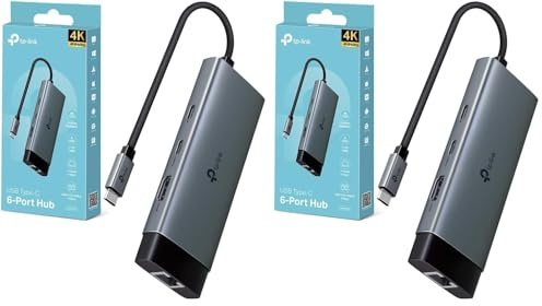 TP-Link UH6120C Hub USB C 6 in 1, 1 HDMI 4K@60Hz, 1 Gigabit Ethernet, 1 PD Rapida a 100 W, 3 Porte di USB 3.0 (1 USB-C, 2 USB-A), SuperSpeed a 5 Gbps, Adattatore per Windows, Mac OS X, iOS, Android