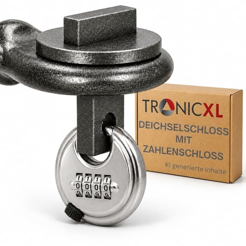 TronicXL LKW Traktor Deichselschloss + Zahlenschloss Schloss Zuggabelschloss Diebstahlsicherung Anhänger passend für 40 mm DIN-Zugösen