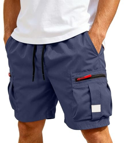Pantalones Cortos Hombre Cargo Shorts Trabajo Casual Multi Bolsillos Bermudas Cremallera Playa Senderismo Verano Pantalon Corto Deportivo Trekking Camping Running S-3XL