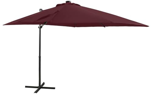 Mokuyary Parasol de Jardin en Porte-à-Faux avec Mât et Lumières LED A