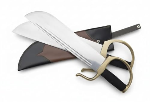 Wing Chun Bart Cham Dao/Medium Carbon Steel Blade/Leather Scabbard/Copper Fitted