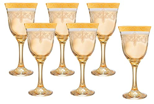 Lorenzo Import Wine Amber-Corona Goblets Set of 6, 6 Count (Pack of 1)