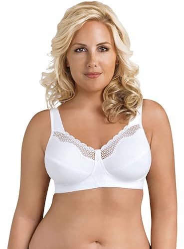 EXQUISITE FORM Fully Damen BH - Soft Cup Baumwoll-BH mit Spitze BH ohne Bügel Bügelloser BH Große Größen BH Weiß Größe 95D