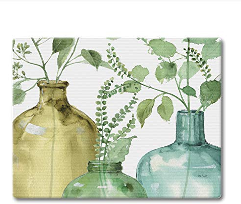 CounterArt Greenery 3mm Tempered Glass Cutting Board 10” x 8” Manufactured in the USA Cheese Board Bar Board Dishwasher Safe