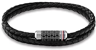 Tommy Hilfiger Jewelry Armband für Herren mit Schwarzem Geflochtenem Leder in Doppelschlaufe - 2790327