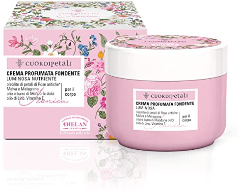 Helan Cuor di Petali - Nourishing, Scented Body Cream with Vitamin E, Sweet Almond Oil, Ancient Rose Petals - Non-Greasy, Melting, Gentle Moisturiser with Softening, Silky Effect - Made in Italy 200ml