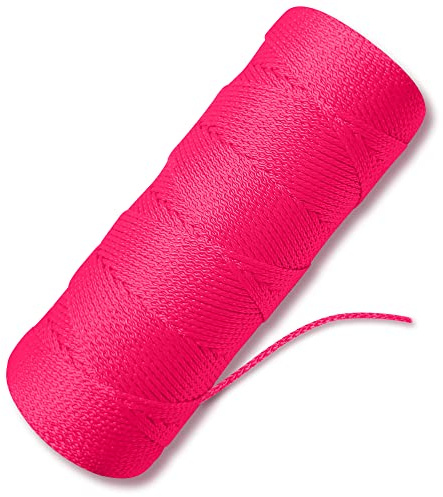 Fluorescent Pink Mason Line String Line - #18 Braided Nylon String - 250 Ft Length - Nylon Twine for Gardening Or Masonry Tools - Perfect Construction String for A String Level, Twine String