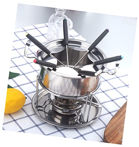 Anneome Stainless Steel Chocolate Melting Pot Fondue Set Kitchen Accessories for Cheese Fondue Melting Furnace for Chocolate Fountains