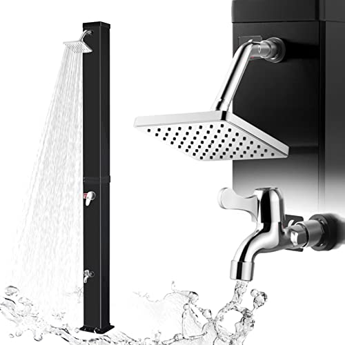 Strattore Douche Solaire Douche de Jardin 40 litres - Chaude avec Robinet et Pommeau de Douche Réglable Max. 60°C - sans raccordement électrique Extérieure Piscine Plage Jardin - Ocean en Noir