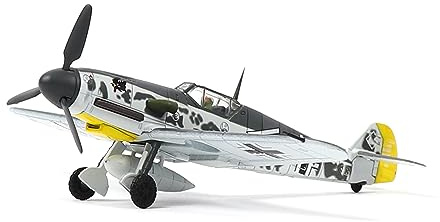 NUOTIE BF-109G Messerschmitt 1/72 Metallflugzeugmodellbausatz mit Ständer WWII Druckguss-Legierung Kampfflugzeugmodell Vintage Kampfflugzeug Vorgefertigtes Militärflugzeug (Wüstengelb)