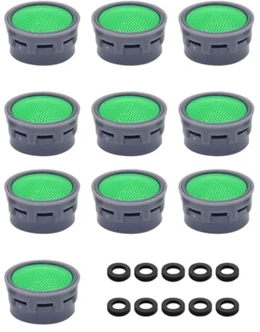LMOGWL 10 Stück Wasserhahnfilter mit 10 Dichtungsringen, Wasserhahnfilter, Wasserhahnfiltereinsatz, Badzubehör, Ersatzteil für Wasserhähne, geeignet für Wasserhähne in Bad und Küche.