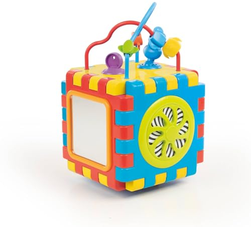 Lemodo Motorikspielzeug ab 1 Jahr | Motorikwürfel mit Motorikschleife und Sortierspiel | Activity Würfel mit verschiedenen Aufbaumöglichkeiten | Babyspielzeug zur Motorikförderung