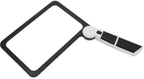Lupe mit Licht, Handlupe, faltbar, 5 x, große beleuchtete rechteckige Lupe mit dimmbarer LED, für Senioren, Zeitungslesen, für sehbehinderte Menschen