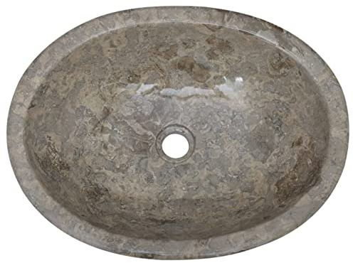 Gecheer Waschbecken Aufsatzwaschbecken Waschtisch Waschplatz Handwaschbecken Waschschale Aufsatzbecken Becken Badezimmer Grau 53x40x15 cm Marmor