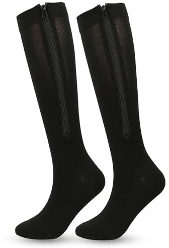 Mdrcg Kompressionsstrümpfe Mit Reißverschluss Für Damen Herren,Stützstrümpfe Mit Reißverschluss 15-20 mmHg Closed Toe Compression Stocking with Zipper,B,XXL