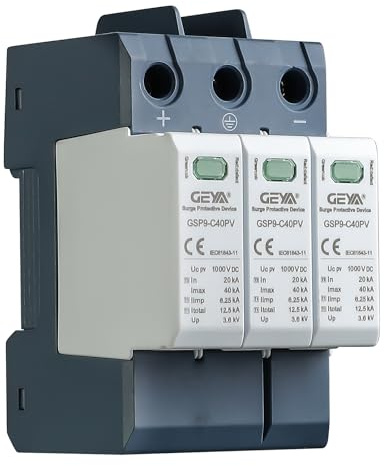 GEYA Solar PV Low Voltage Surge Protector Din Rail 20KA-40KA Surge Arrester Lightning Protector SPD DC (3P,DC1000V)