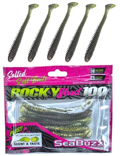 SEABUZZ Gummifische Angelköder Set 5 STK x 100mm - Gummiköder für Hecht | Wels & Zander - Forelle & Barsch Kunstköder - Raubfisch Angelnset - Süß- und Salzwasser Angelausrüstung
