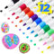 TongFu 12 Farben Acrylstifte für Steine Wasserfest, Permanent Marker Stifte, Acrylstifte in Dreiecksform für Geschenkekarte, Leinwand, Holz, Glasmalerei, Keramik, Basteln