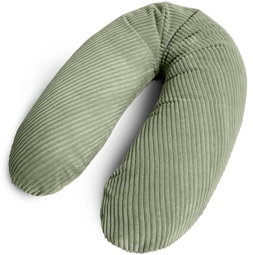 Amilian Stillkissen XXL 170 cm – Seitenschläferkissen für Schwangerschaft & Stillzeit – Lagerungskissen mit Füllung & abnehmbarem Bezug - Blattpoesie