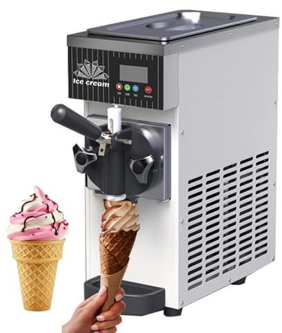 ZHIXUMM SorbetièRe Et Machine à Desserts GlacéS, CrèMe GlacéE Molle, Production De 4 à 5 Kg/H De CrèMe GlacéE, Affichage LED Et Nettoyage Automatique, pour Restaurants Et PâTisseries Silver