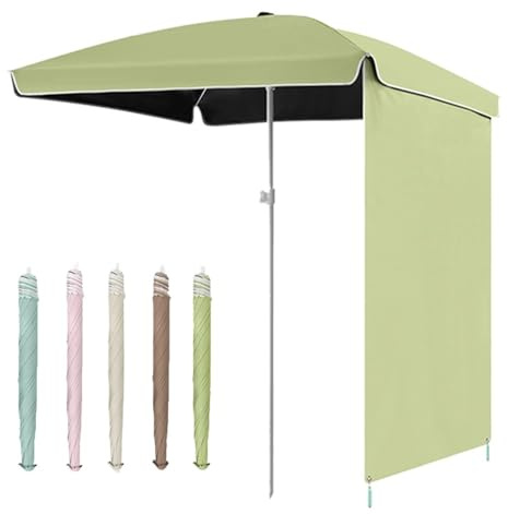 Parasol de plage portable et manuel avec rideau d'ombrage carré, protection UV (vert, 160 cm)