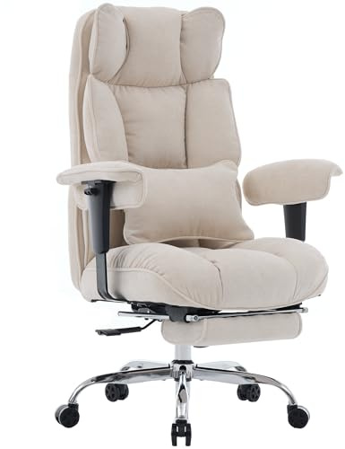Efomao Ergonomisk kontorsstol med fotstöd, justerbar svängstol för dator med högt ryggstöd, nackstöd och svängfunktion, för hem och kontor
