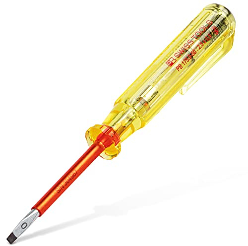 PB SWISS TOOLS Electricians Screwdriver, Flat Head, VDE Certified, 110-250V